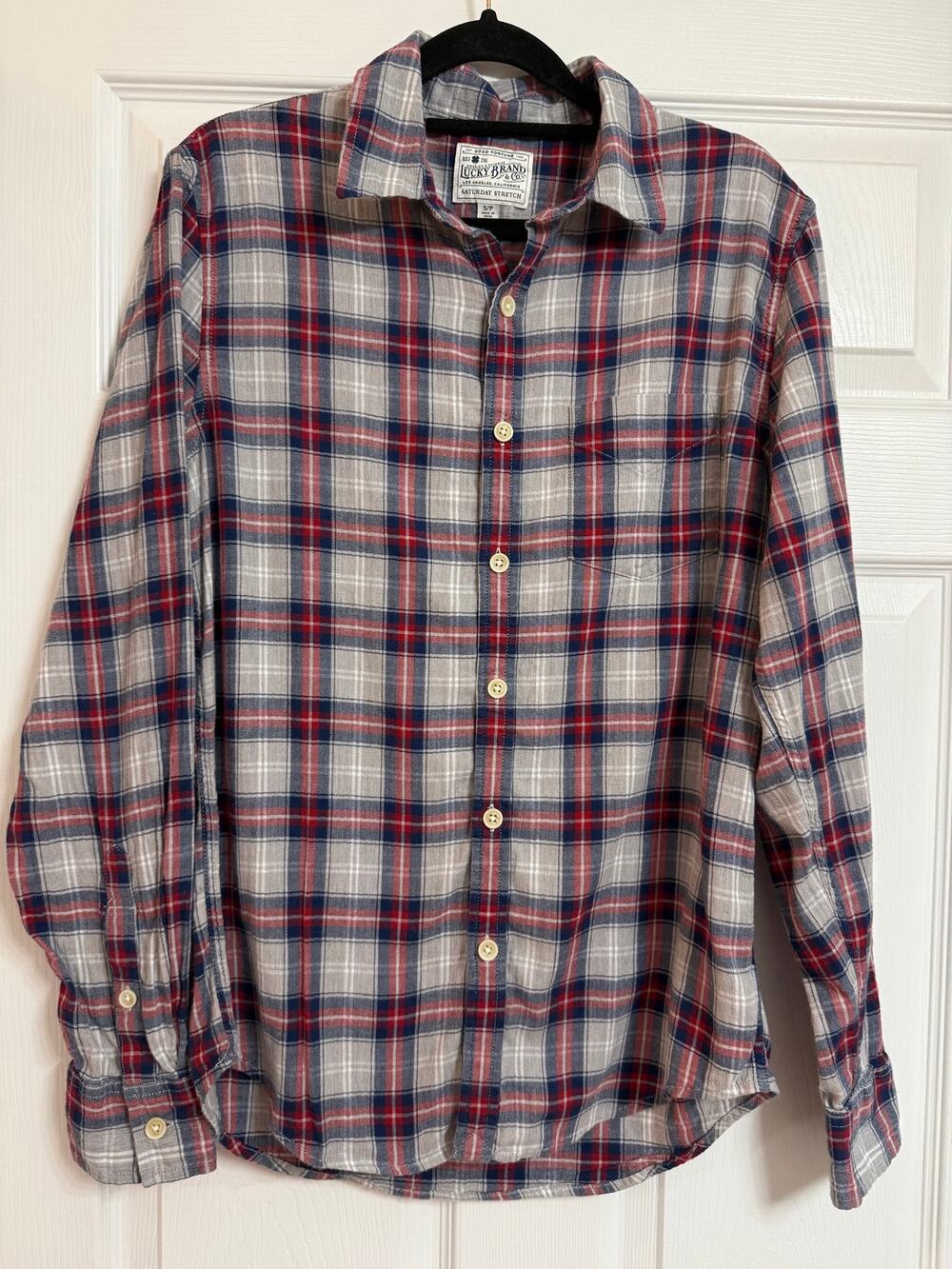 Men’s Lucky Brand Saturday Stretch Plaid Button Up Shirt Size Small